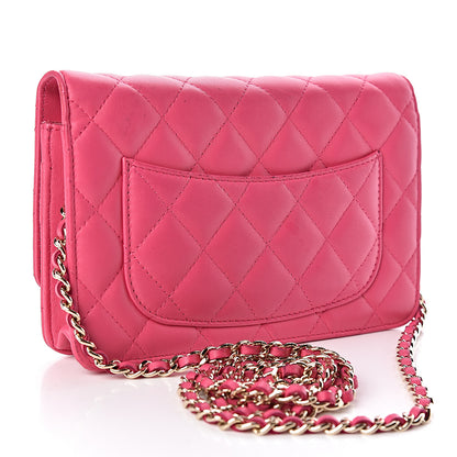 Chanel Lambskin Quilted Wallet On Chain WOC Pink 3 of 16
