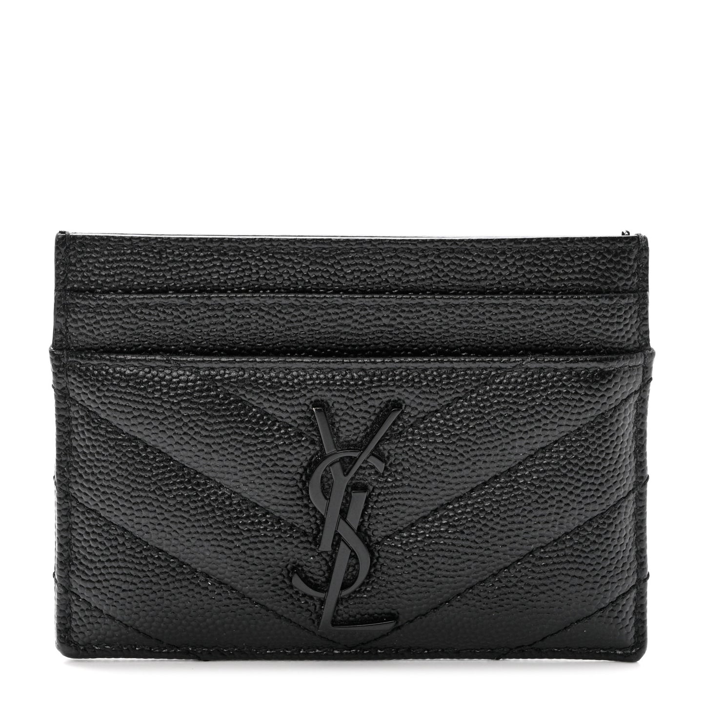 Grain De Poudre Matelasse Chevron Monochrome Monogram Credit Card Case Black