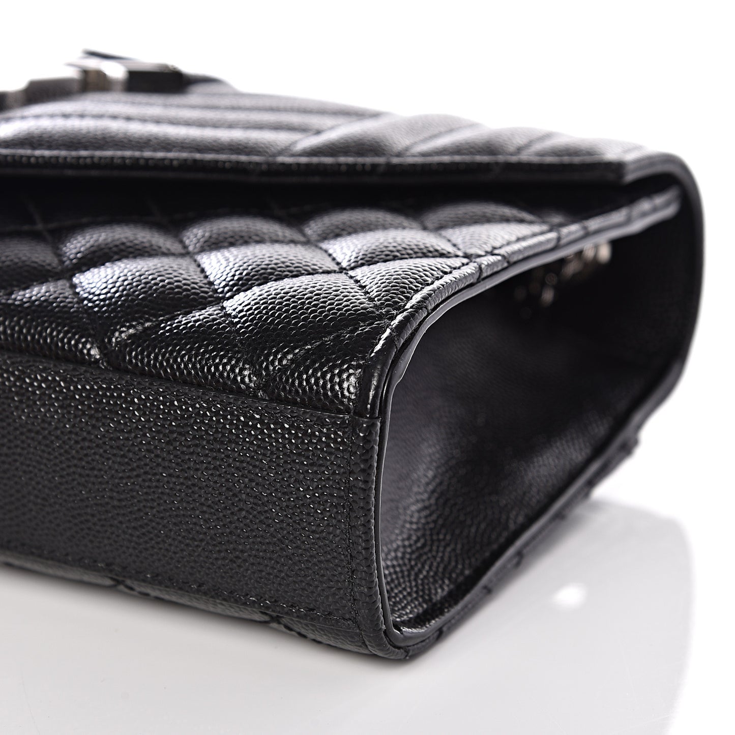 Grain De Poudre Textured Mixed Matelasse Triquilt Small Monogram Satchel Black