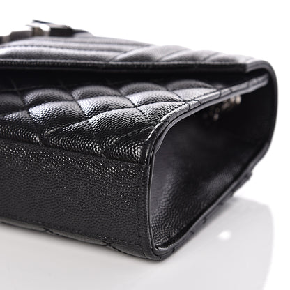Saint Laurent Grain De Poudre Textured Mixed Matelasse Triquilt Small Monogram Satchel Black 8 of 10