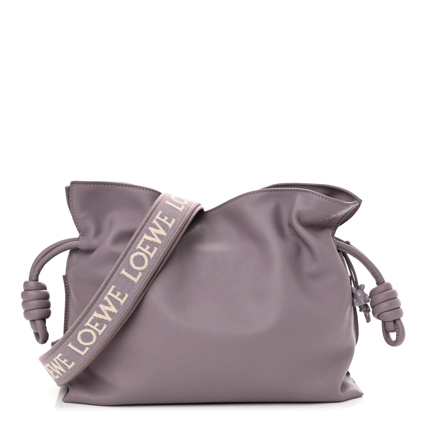Calfskin Monochrome Flamenco Knot Clutch Pale Aubergine Glaze