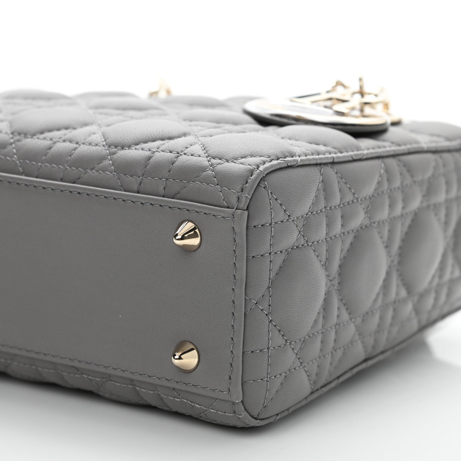 Christian Dior Lambskin Cannage Small My ABCDior Lady Dior Grey 9 of 9