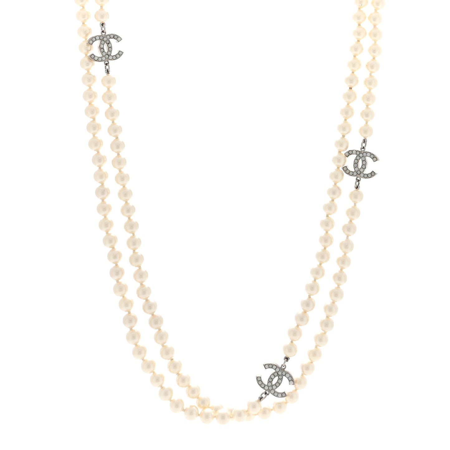 Pearl Resin CC Long Necklace Gold