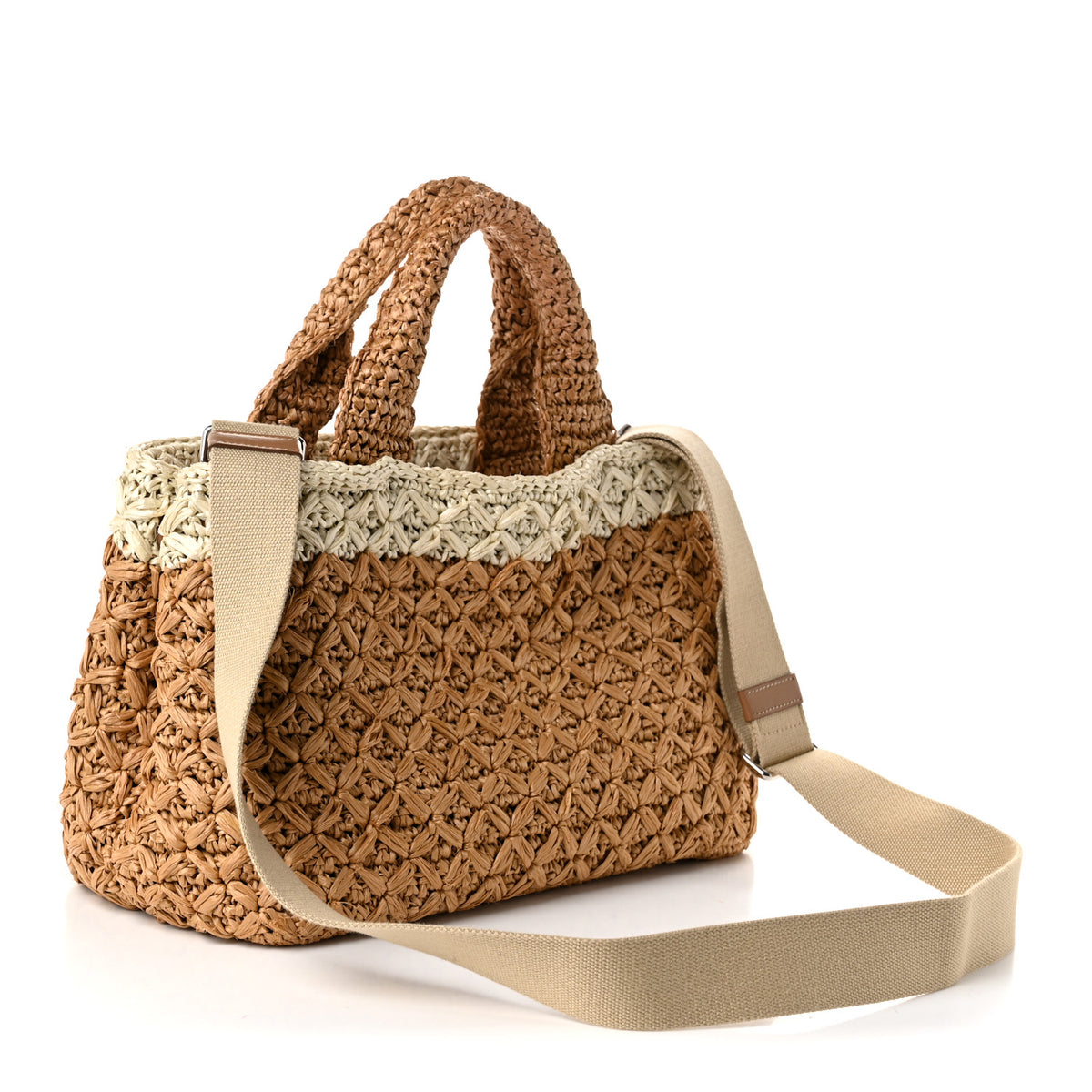 Prada Raffia Crochet Tote Naturale Talco 3 of 11