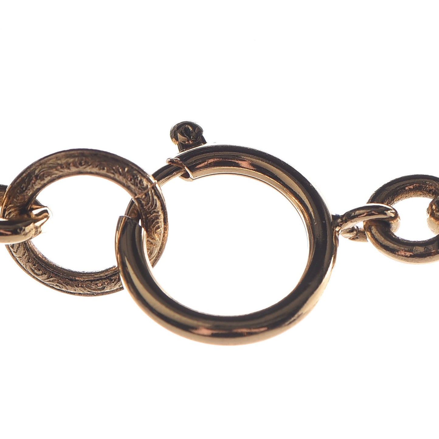 Quilted CC Long Chain Necklace Gold