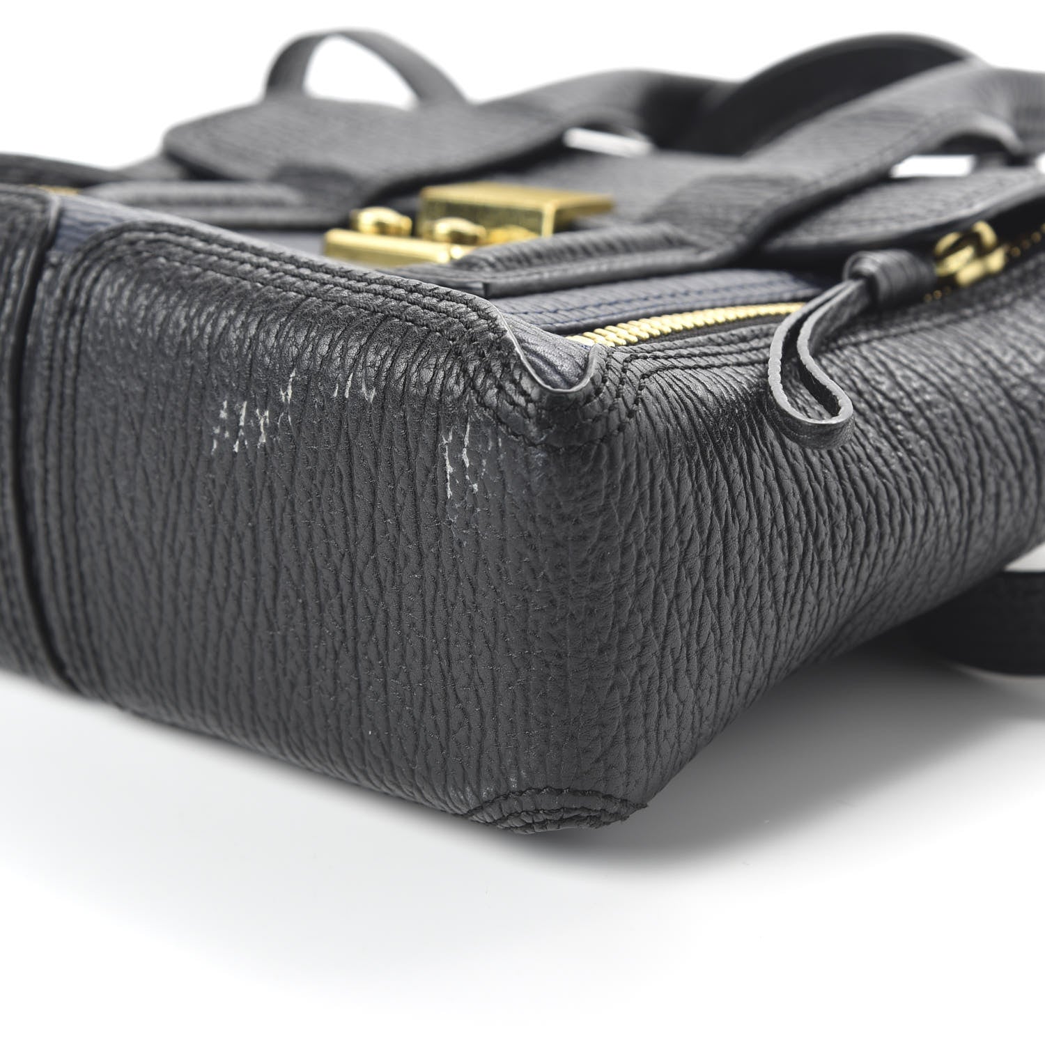 3.1 Phillip Lim 3.1 Textured Calfskin Bi-Color Mini Pashli Satchel Black Navy 7 of 10