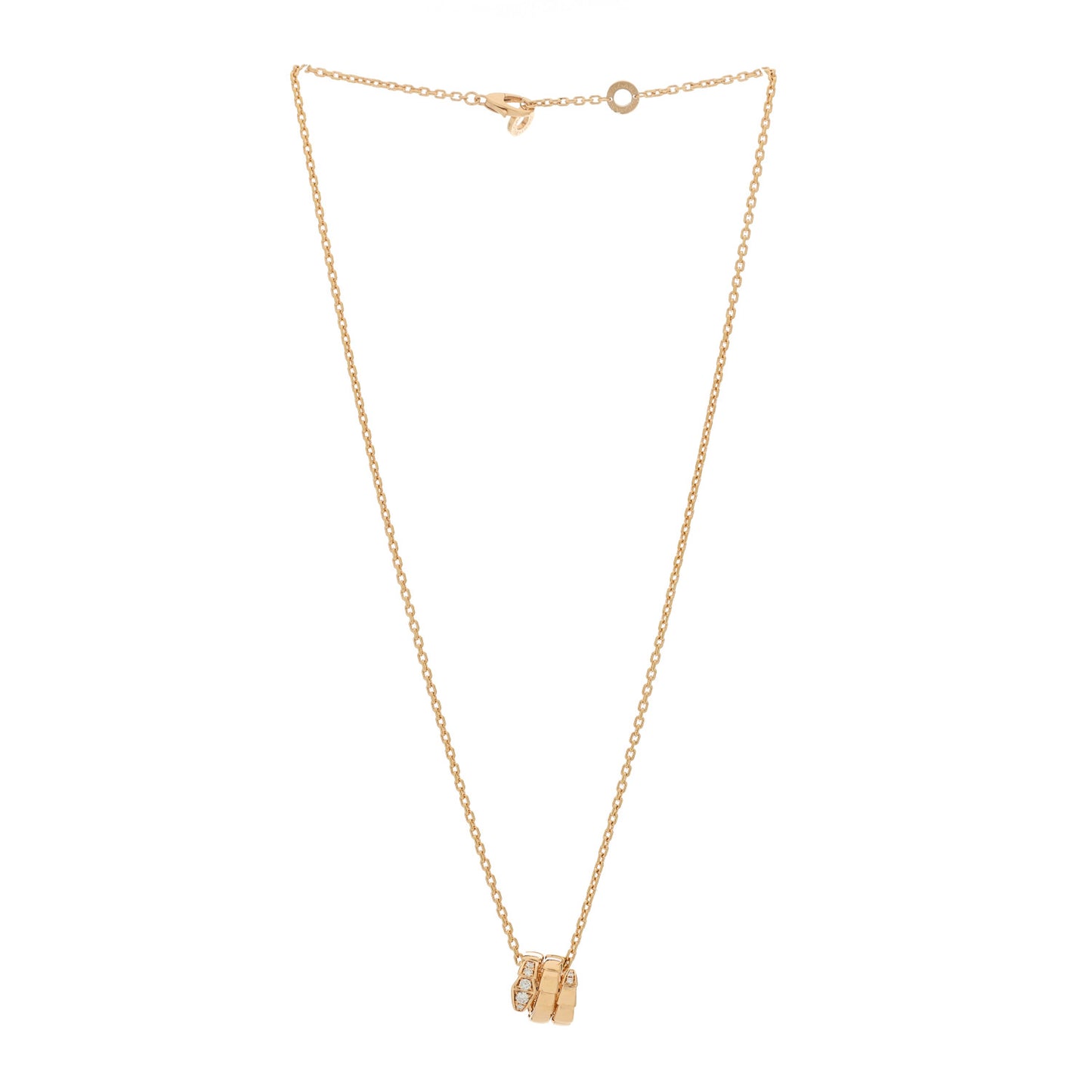 18K Rose Gold Diamond Serpenti Viper Demi Pave Pendant Necklace