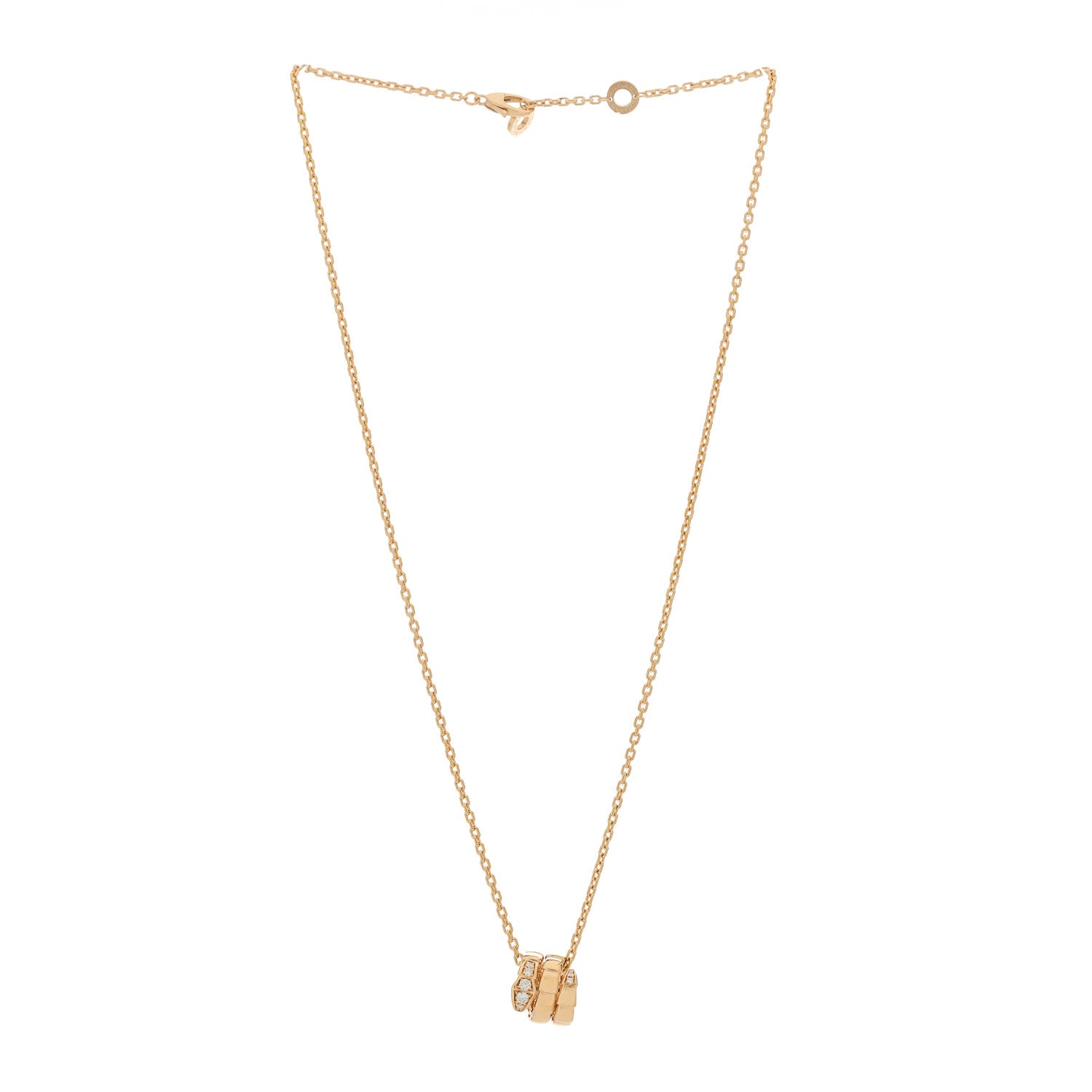 Bulgari 18K Rose Gold Diamond Serpenti Viper Demi Pave Pendant Necklace 3 of 7