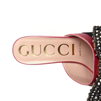 Gucci Raso Satin Crystal Embellished Bow Mules 38 Peonia 7 of 8