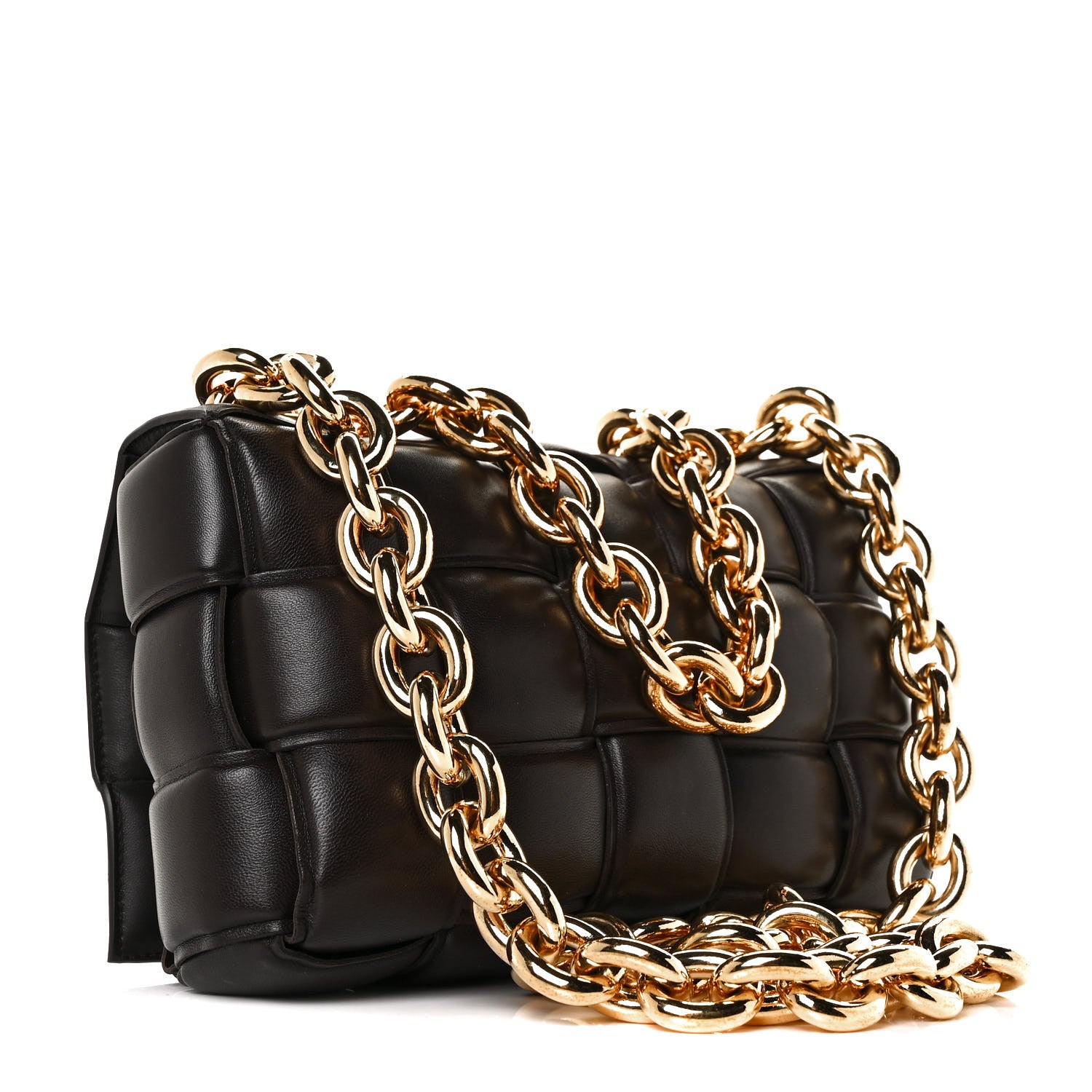 Bottega Veneta Lambskin Maxi Intreccio Padded Chain Cassette Crossbody Bag Black 3 of 7