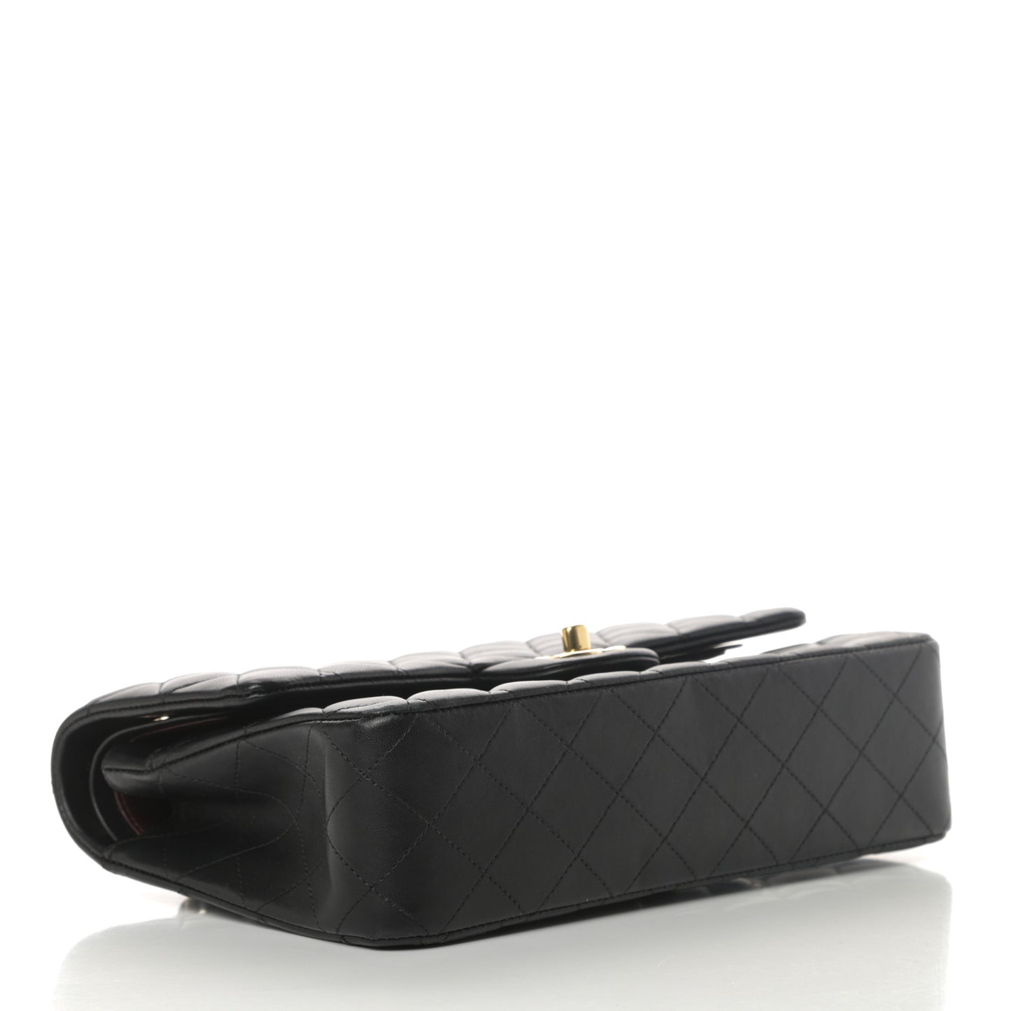 Lambskin Quilted Medium Double Flap Black