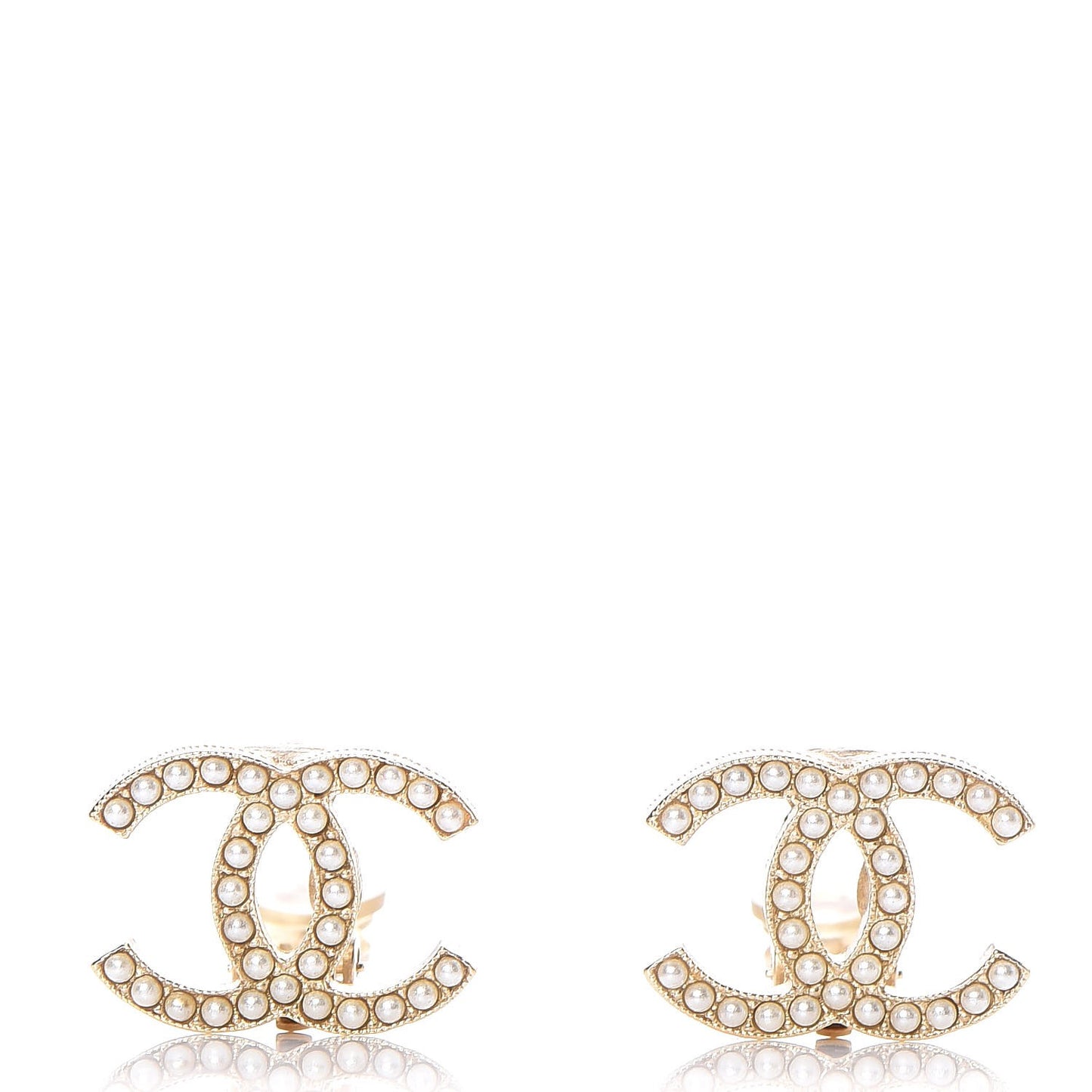 Pearl CC Clip On Earrings Light Gold