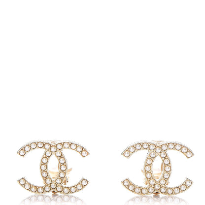 Chanel Pearl CC Clip On Earrings Light Gold 1 of 5