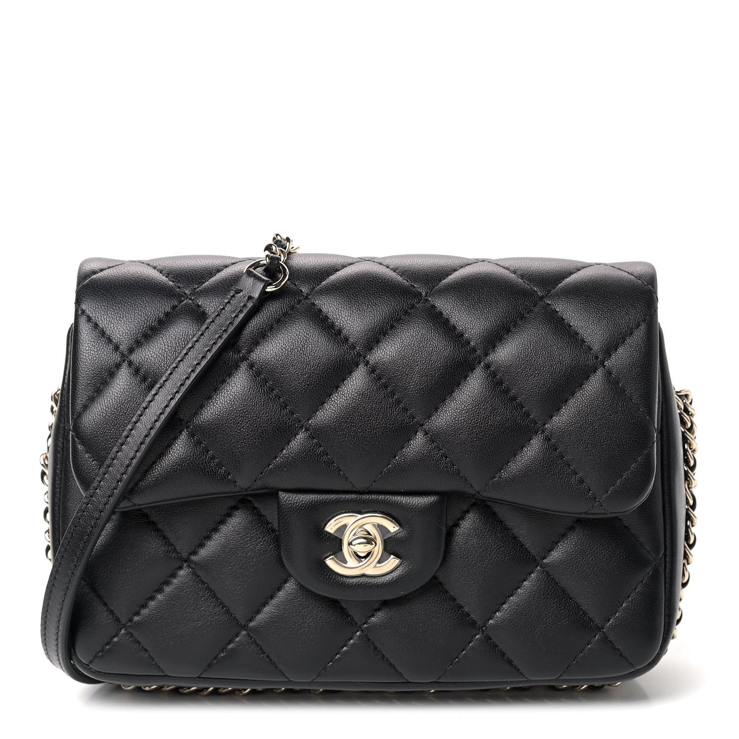Lambskin Quilted Small My Precious Flap Black
