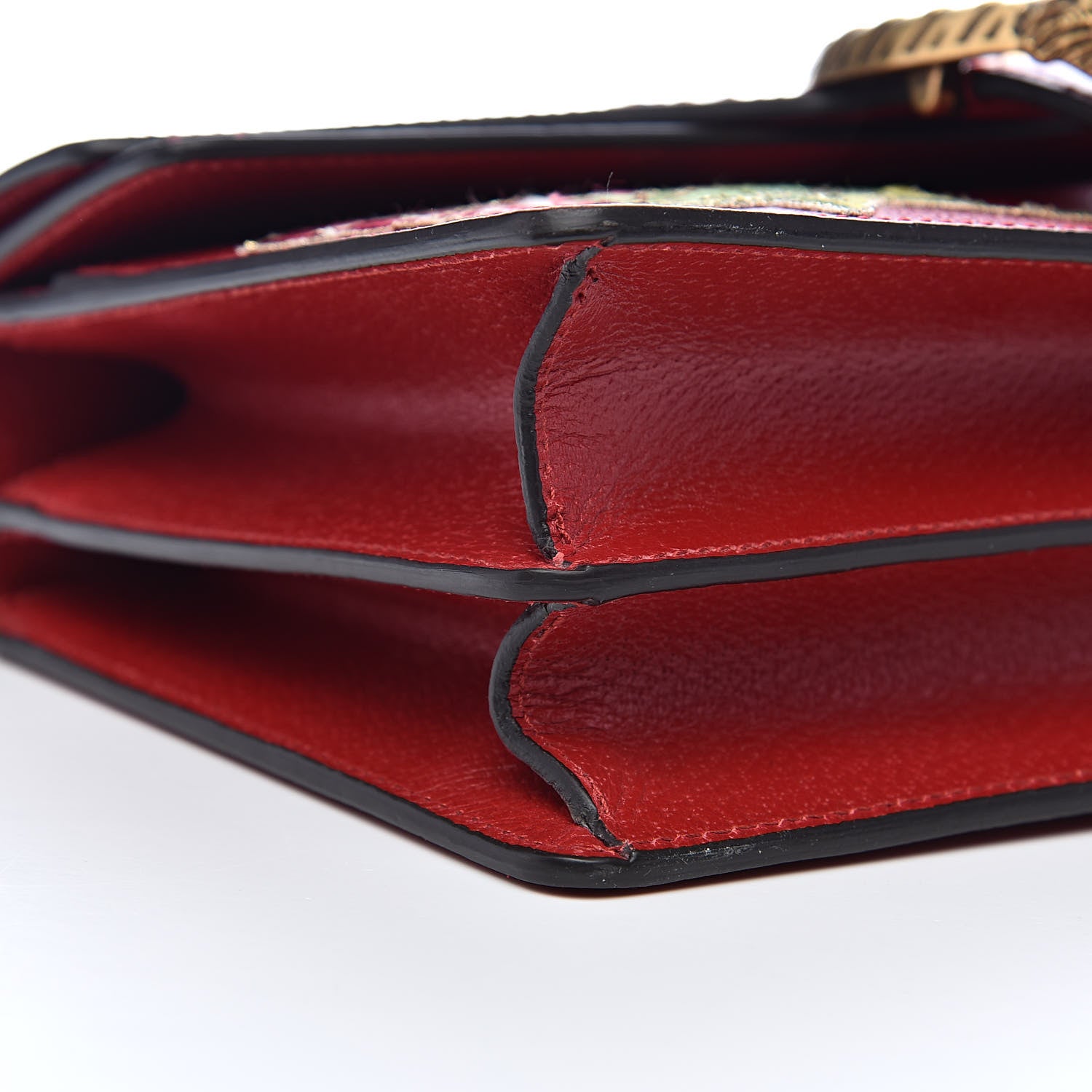 Gucci Calfskin Web Floral Embroidered Small Dionysus Shoulder Bag Hibiscus Red 10 of 12