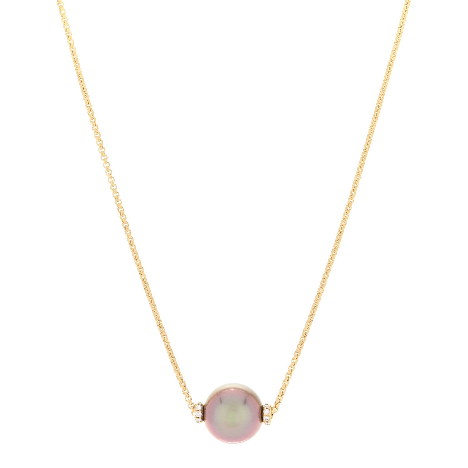 David Yurman 18K Yellow Gold Diamond Tahitian Pearl 11mm Solari Pendant Necklace 1 of 5