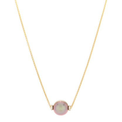 David Yurman 18K Yellow Gold Diamond Tahitian Pearl 11mm Solari Pendant Necklace 1 of 5