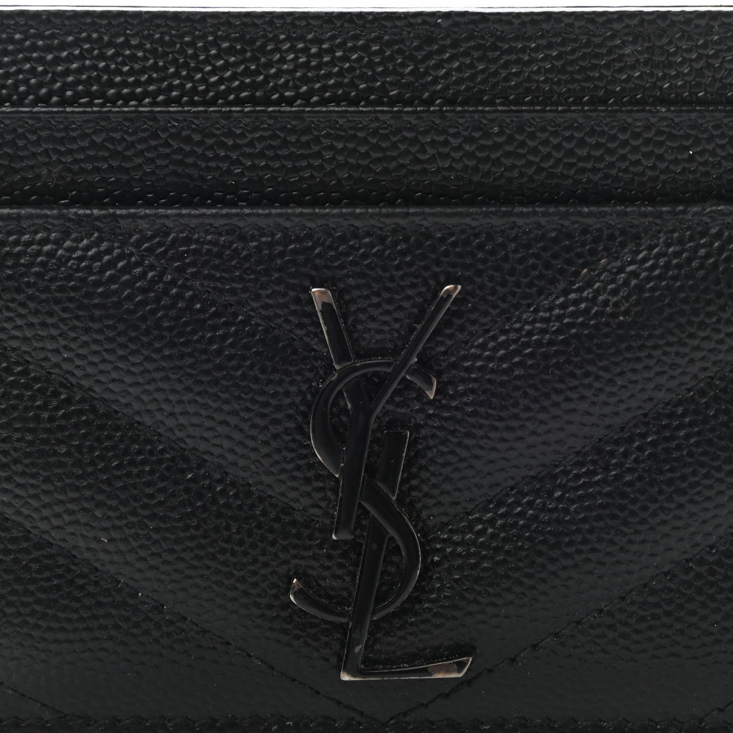 Grain De Poudre Matelasse Chevron Monogram Credit Card Case Black