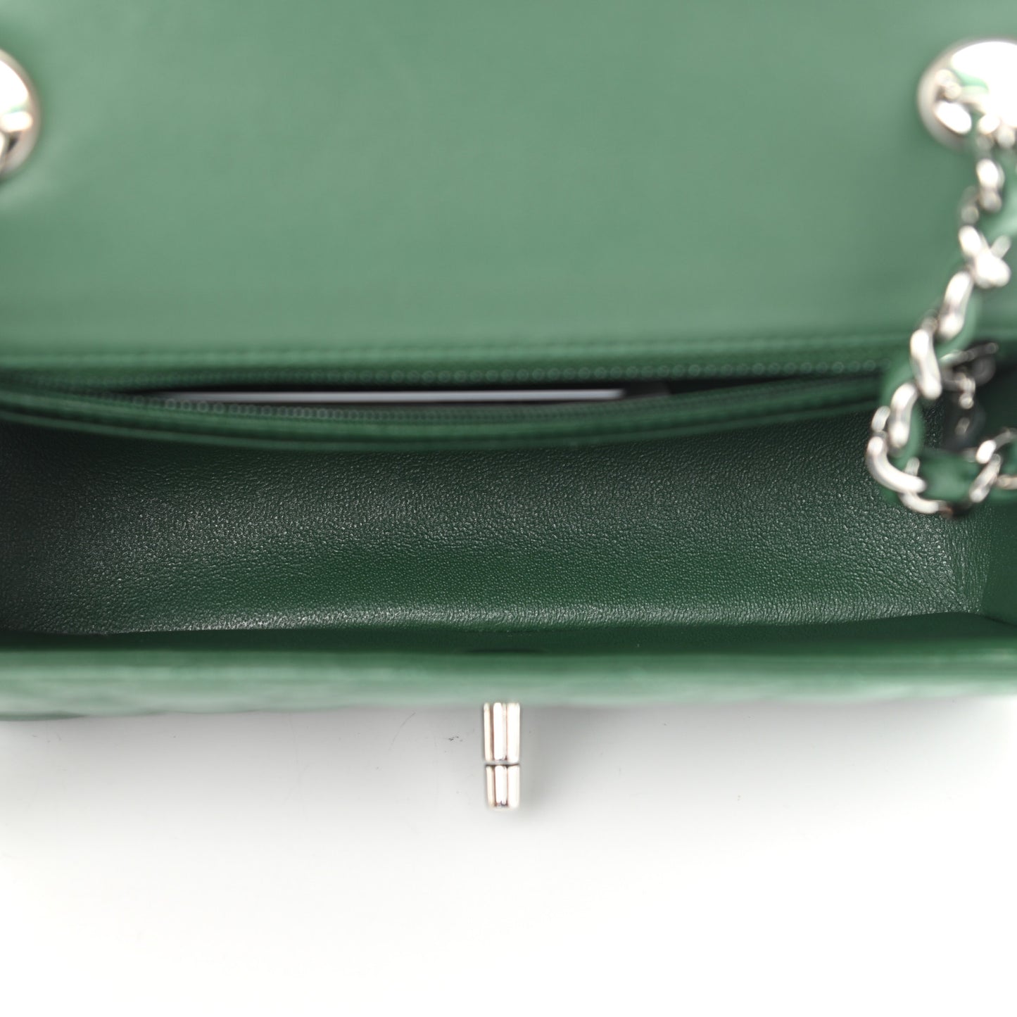 Lambskin Quilted Mini Rectangular Flap Green