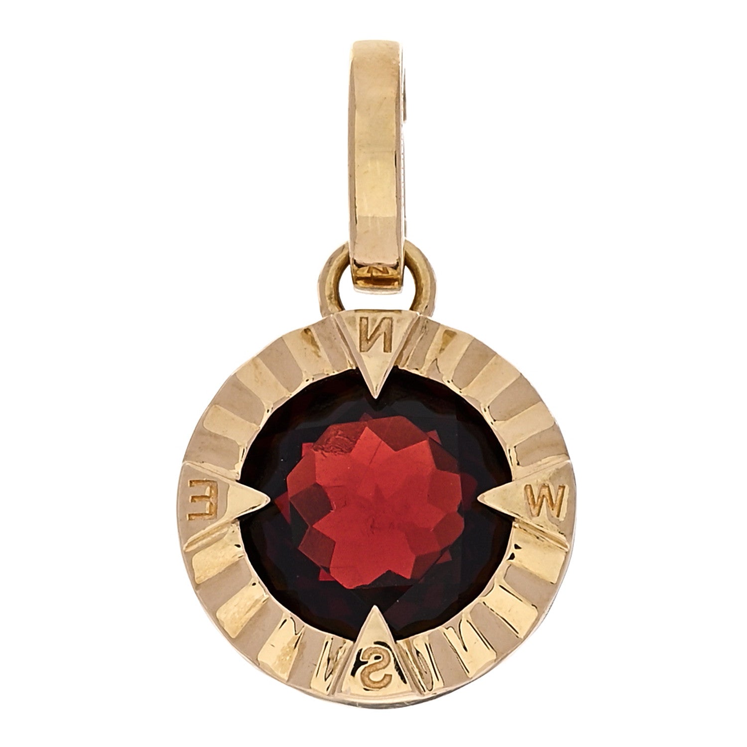 Foundrae 18K Yellow Gold Garnet Internal Compass Annex Link Pendant 3 of 4