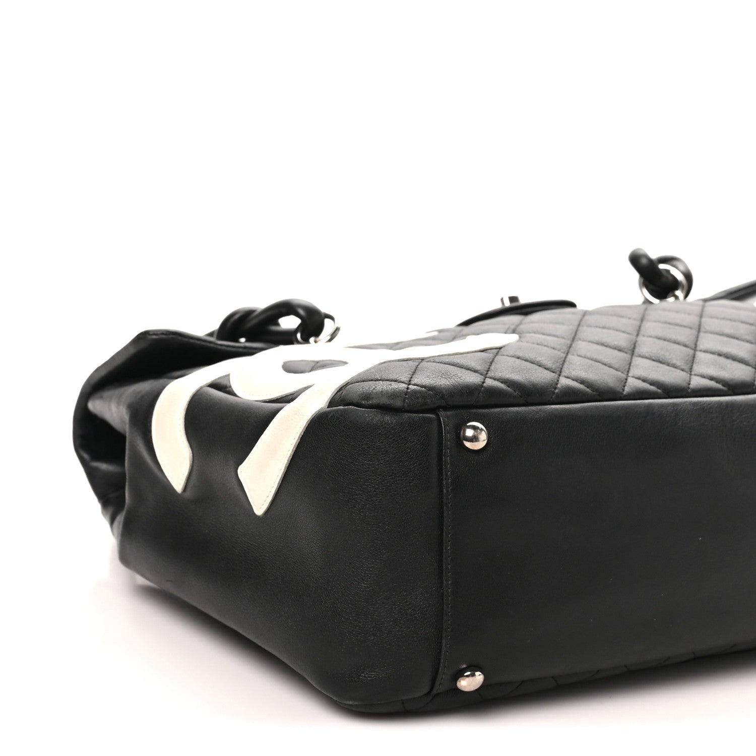 Chanel Calfskin Quilted Large Cambon Flap Black White 9 of 10
