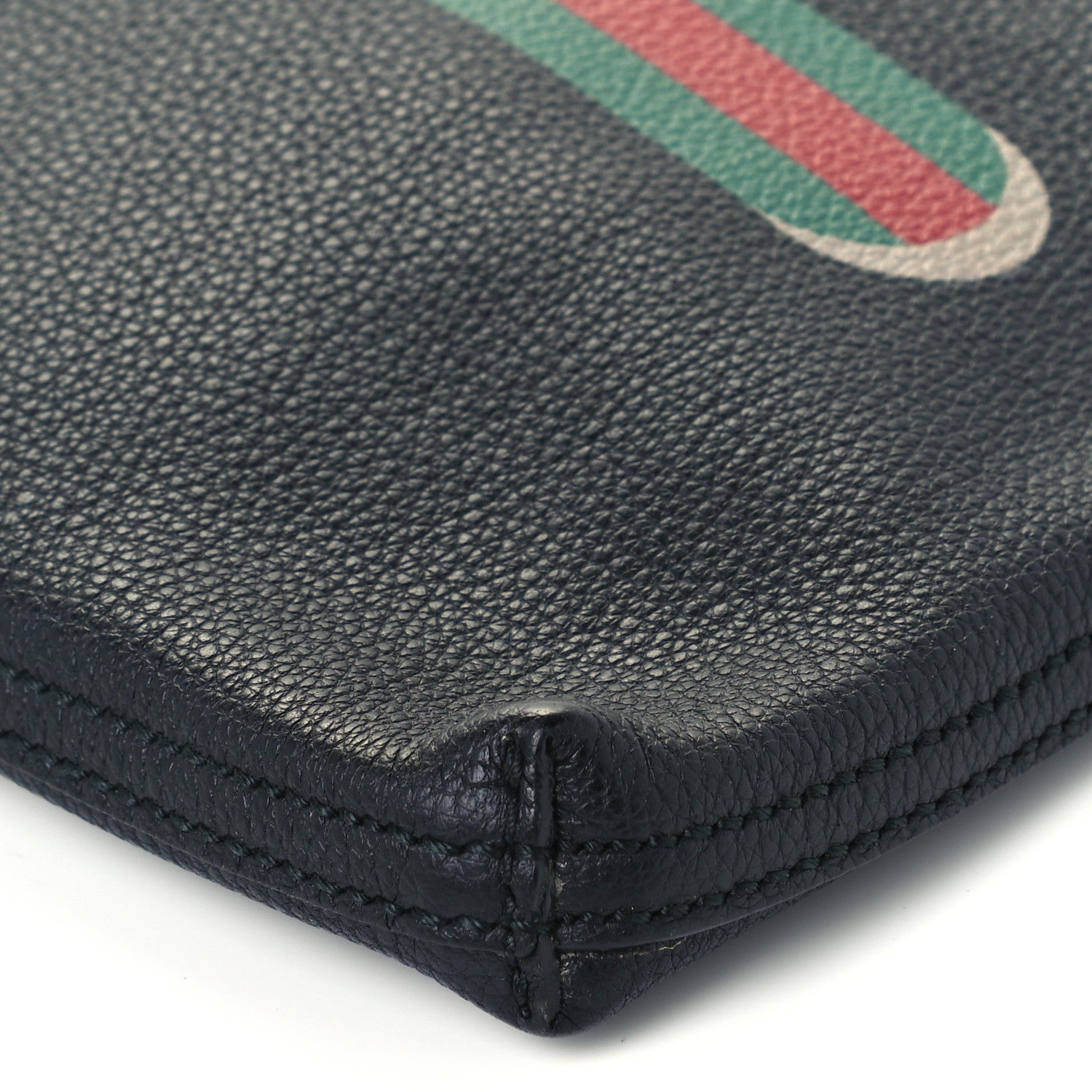 Gucci Pebbled Calfskin Large Logo Portfolio Clutch Black 10 of 11