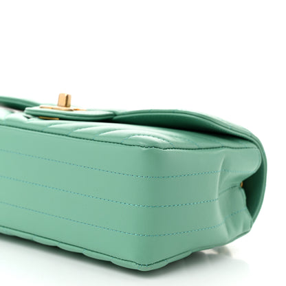 Chanel Lambskin Chevron Quilted Mini Rectangular Flap Green 10 of 11
