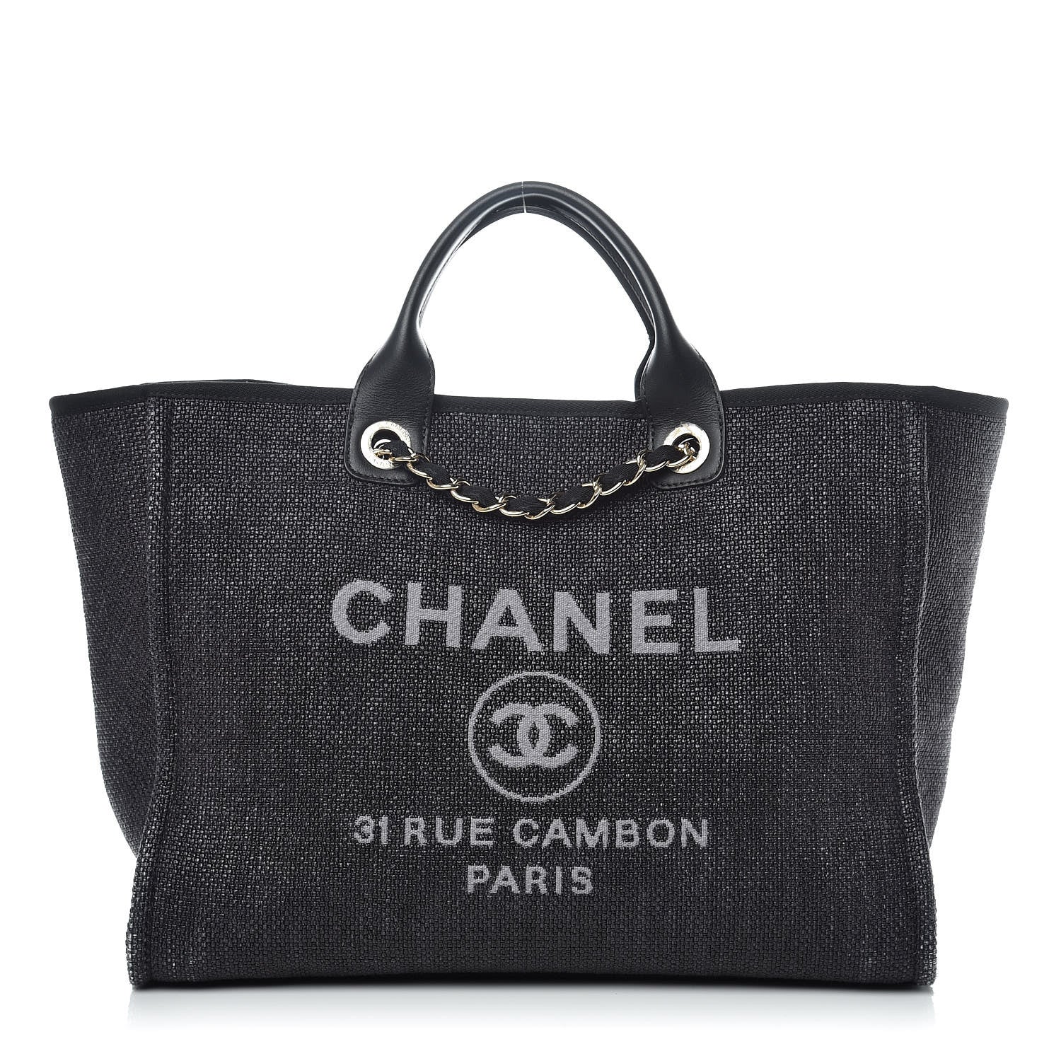 Chanel Woven Straw Raffia Large Deauville Tote Black 1 of 14