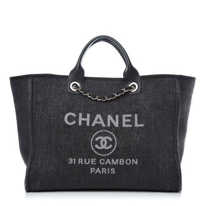 Chanel Woven Straw Raffia Large Deauville Tote Black 1 of 14