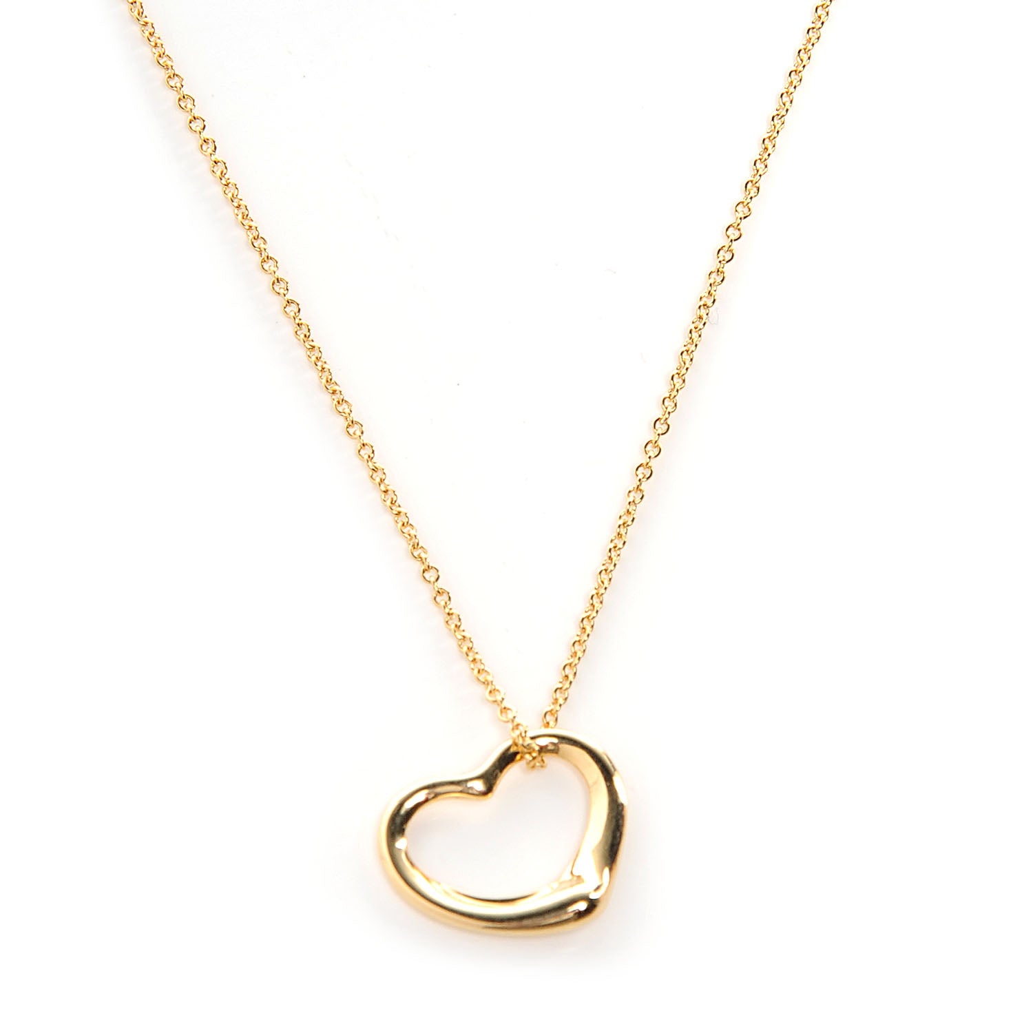 Tiffany 18k Gold Open Heart Pendant Elsa Peretti Necklace 1 of 5