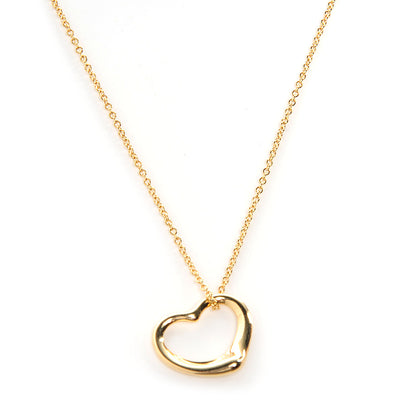 Tiffany 18k Gold Open Heart Pendant Elsa Peretti Necklace 1 of 5