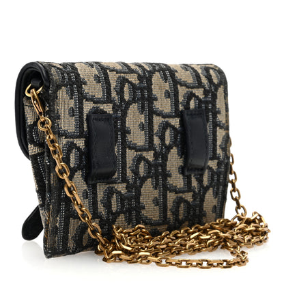 Christian Dior Oblique Nano Saddle Chain Pouch Blue 3 of 14