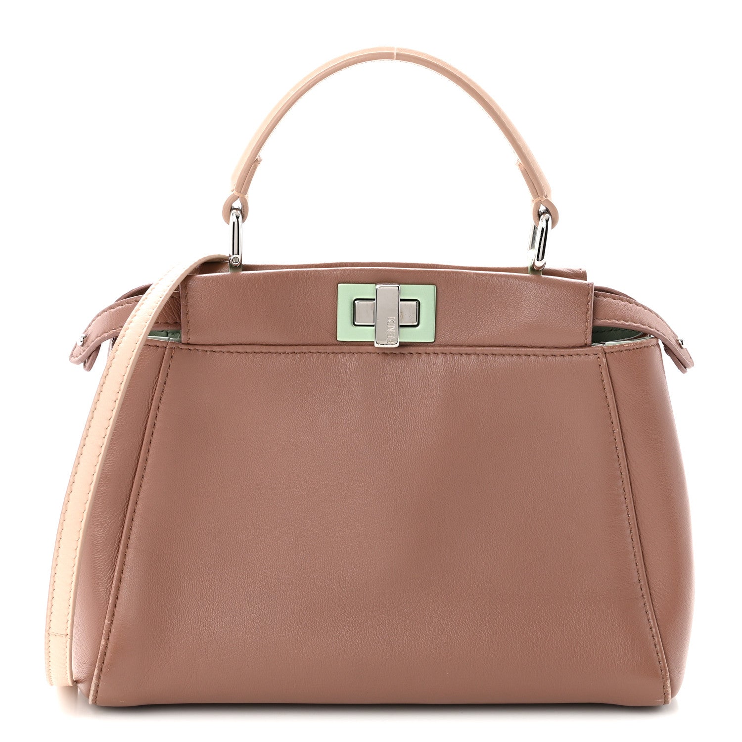Fendi Nappa Colorblock Mini Peekaboo Iconic Satchel English Rose Plaster Oxigen 1 of 11