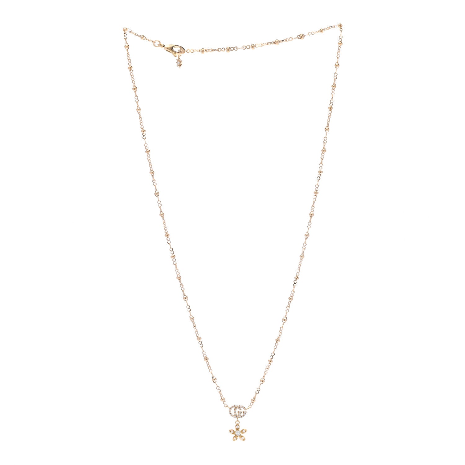 Gucci 18K Yellow Gold Diamond Flora Necklace 3 of 7