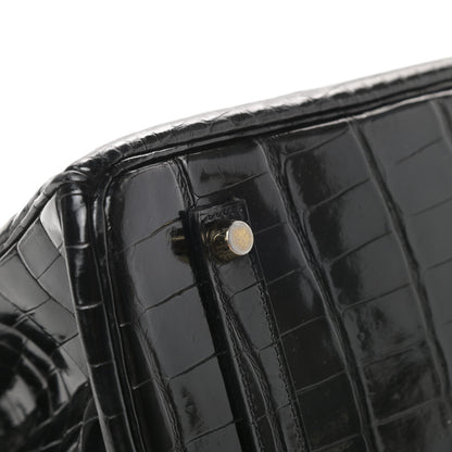 Hermes Shiny Porosus Crocodile Birkin 35 Black 7 of 30