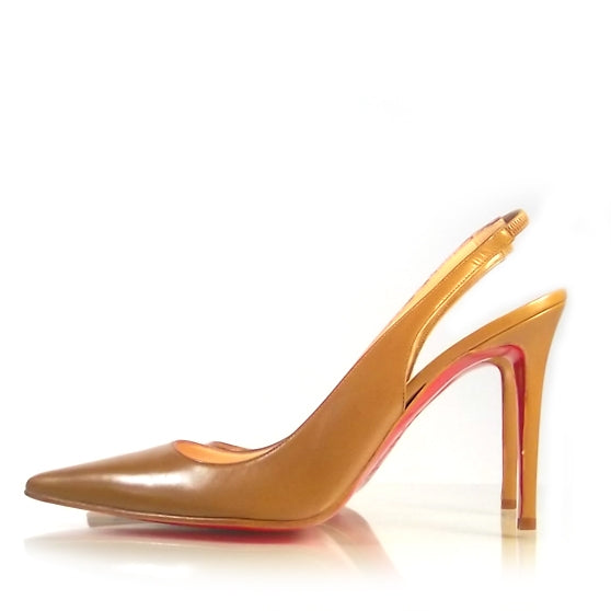 Christian Louboutin Leather Hai 100 Slingback Pumps 39.5 Camel 2 of 8