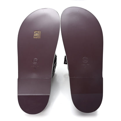 Chanel Shiny Calfskin Quilted Velcro Dad Pearl CC Slide Sandals 41 Burgundy 6 of 10
