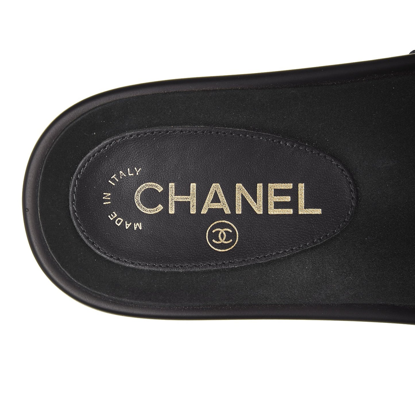 Lambskin Canvas Chain Flat Sandals 37 Marine