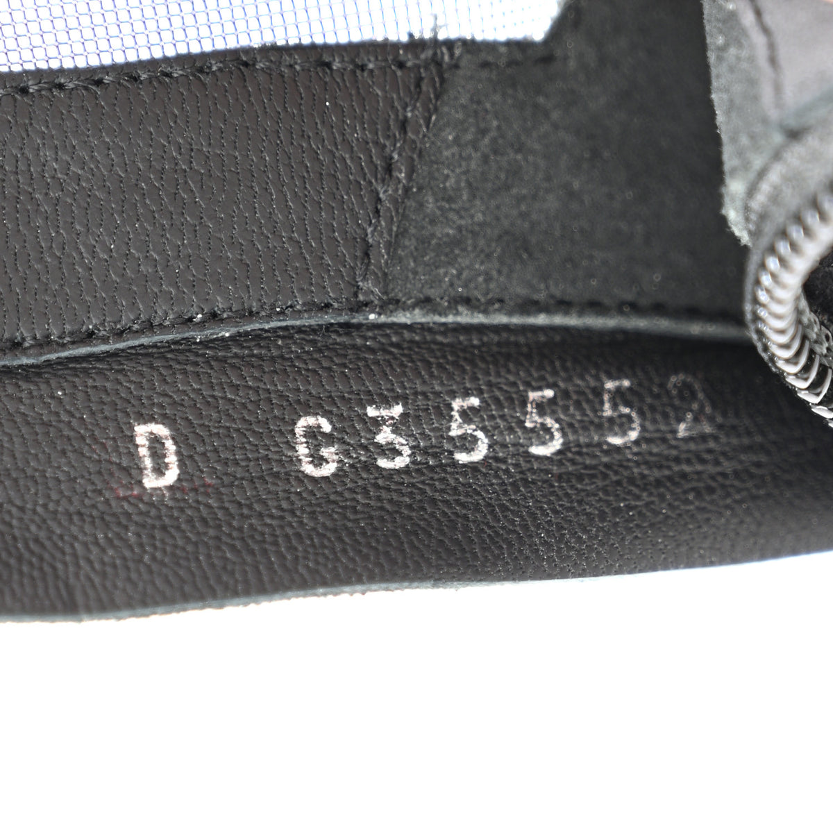 Mesh Suede Cap Toe Embellished Short Boots 40 Black