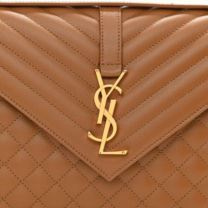 Saint Laurent Grain De Poudre Textured Mixed Matelasse Triquilt Large Monogram Satchel Dune 9 of 9