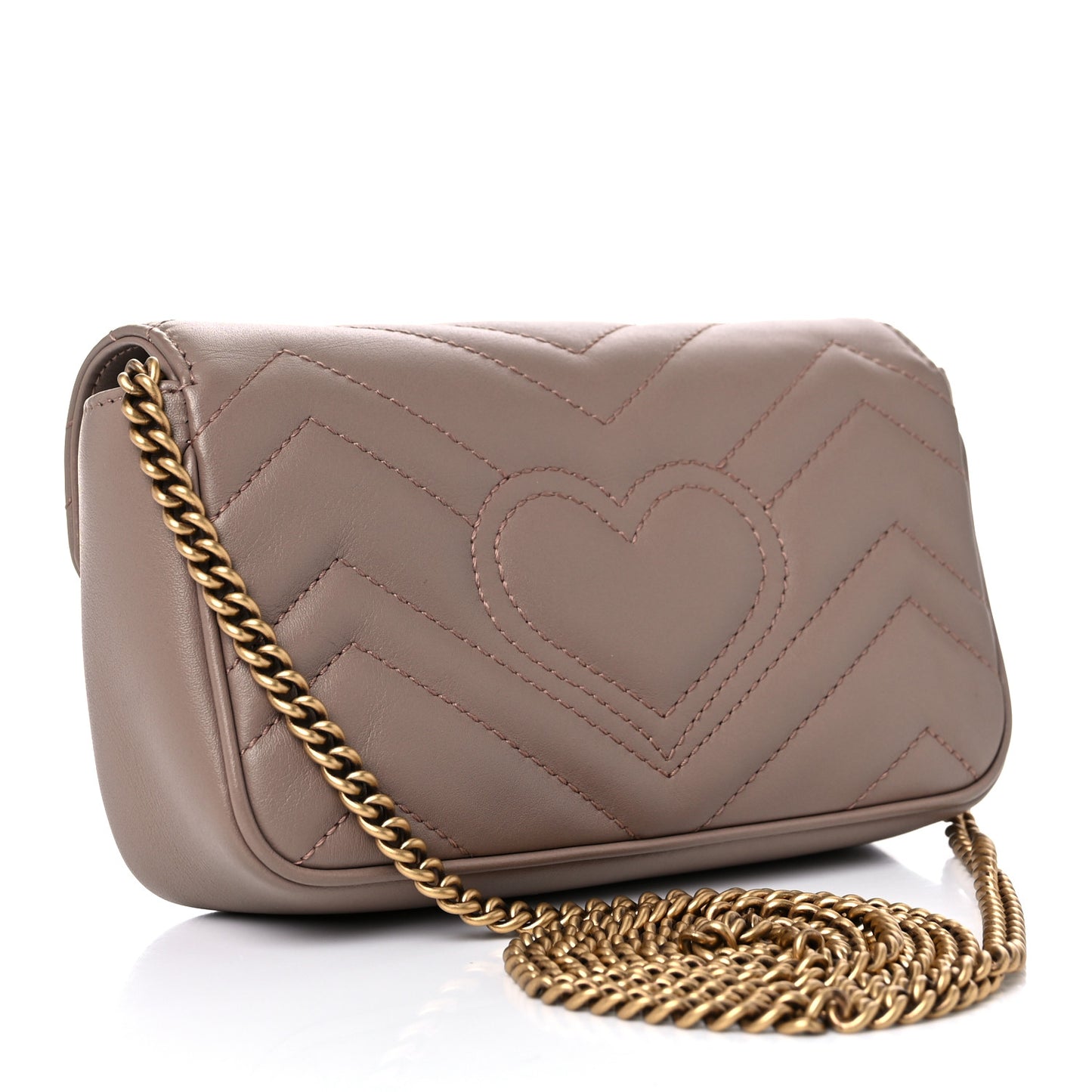 Calfskin Matelasse Super Mini GG Marmont Shoulder Bag Porcelain Rose
