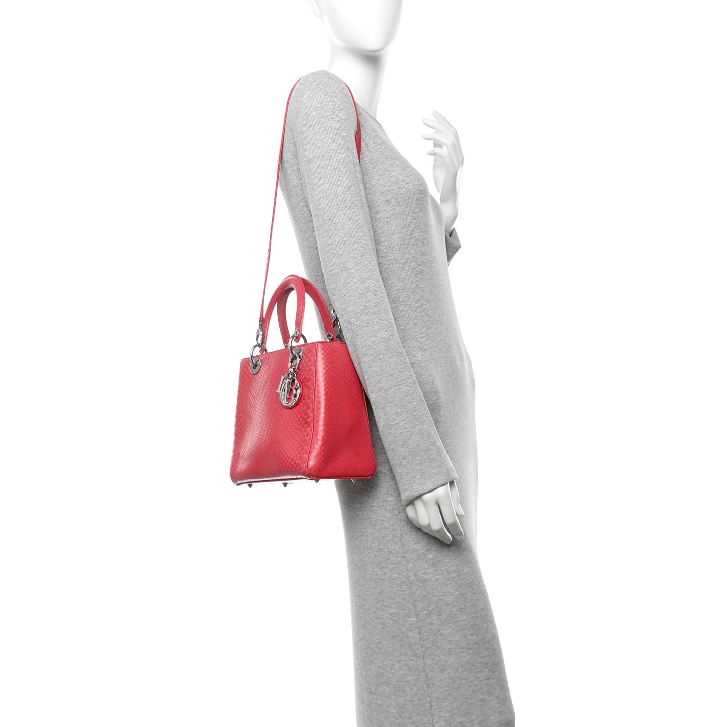 Snakeskin Medium Lady Dior Pink