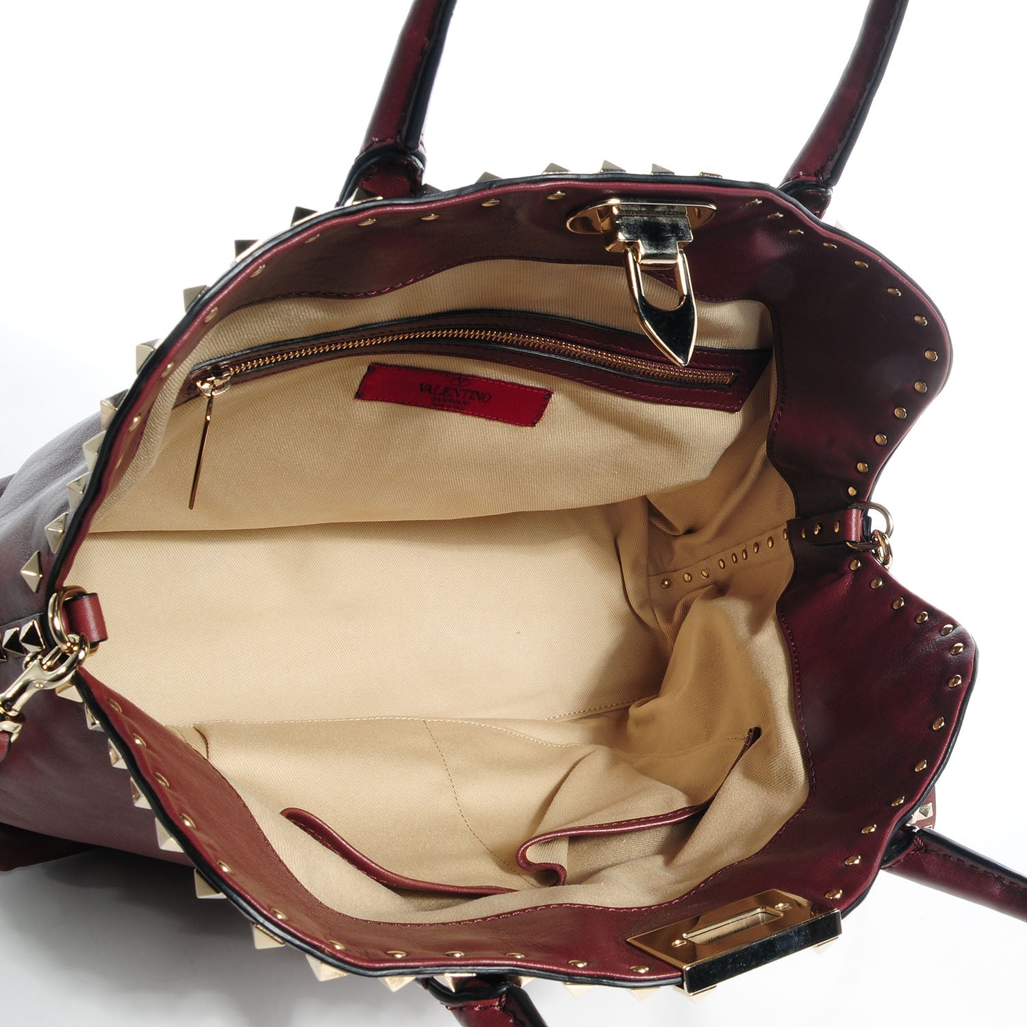 Valentino Garavani Vitello Rockstud Dome Satchel Red 9 of 9