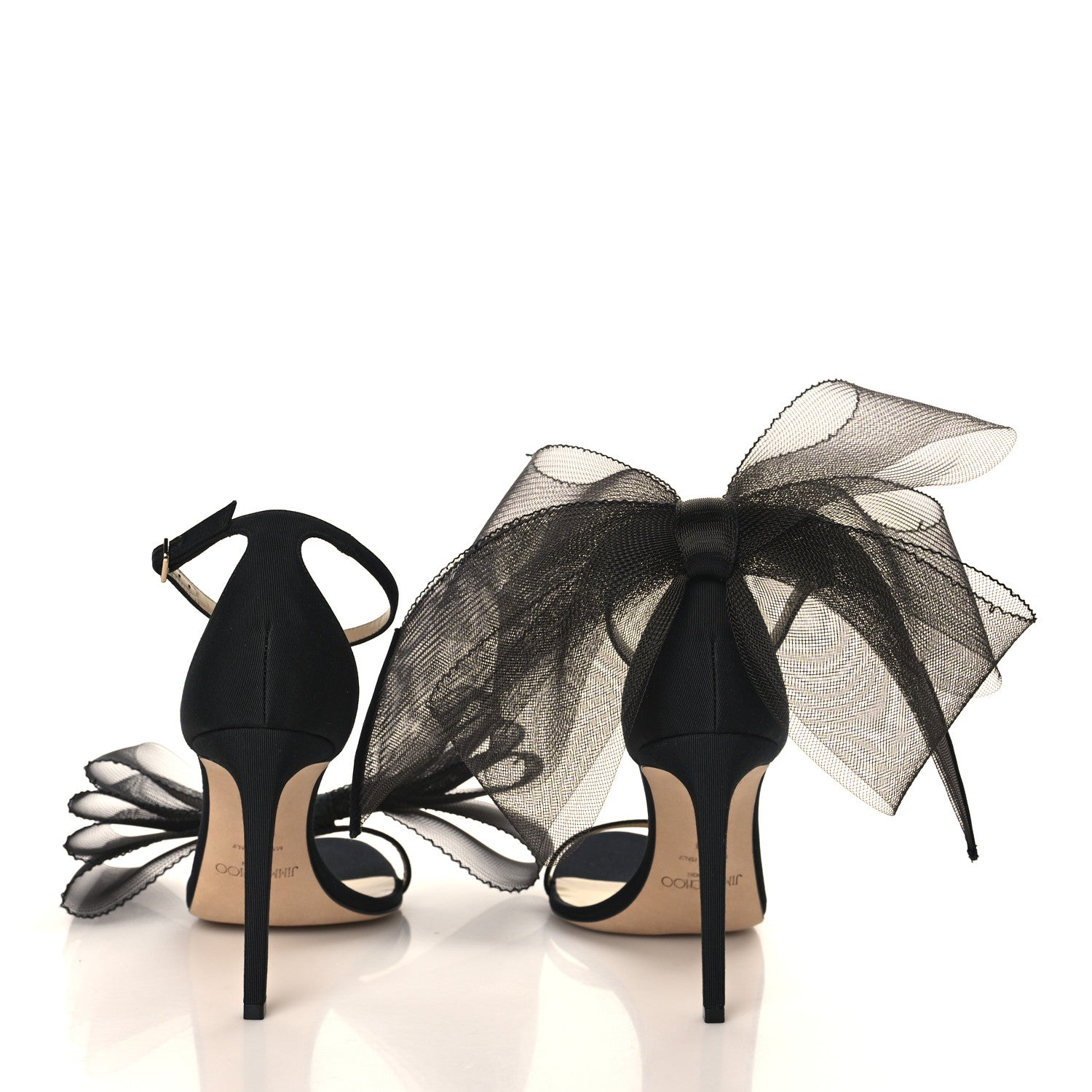 Jimmy Choo Grosgrain Aveline Bow 100 Sandals 39 Black 5 of 9