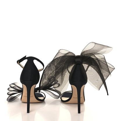 Jimmy Choo Grosgrain Aveline Bow 100 Sandals 39 Black 5 of 9