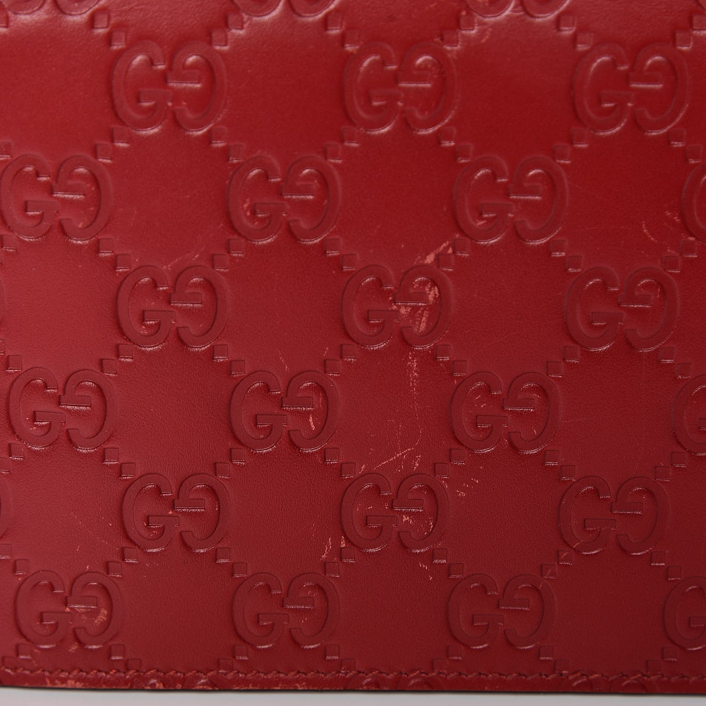 Guccissima Signature Bowy Chain Wallet Hibiscus Red