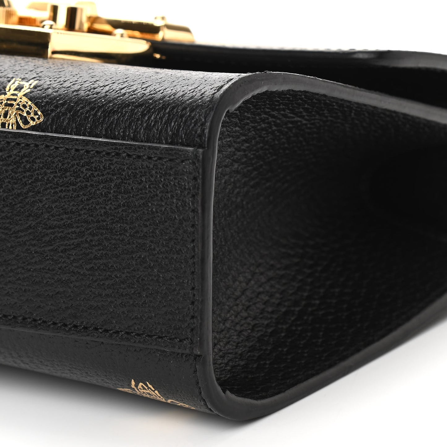 Grained Calfskin Bee Star Small Padlock Shoulder Bag Black
