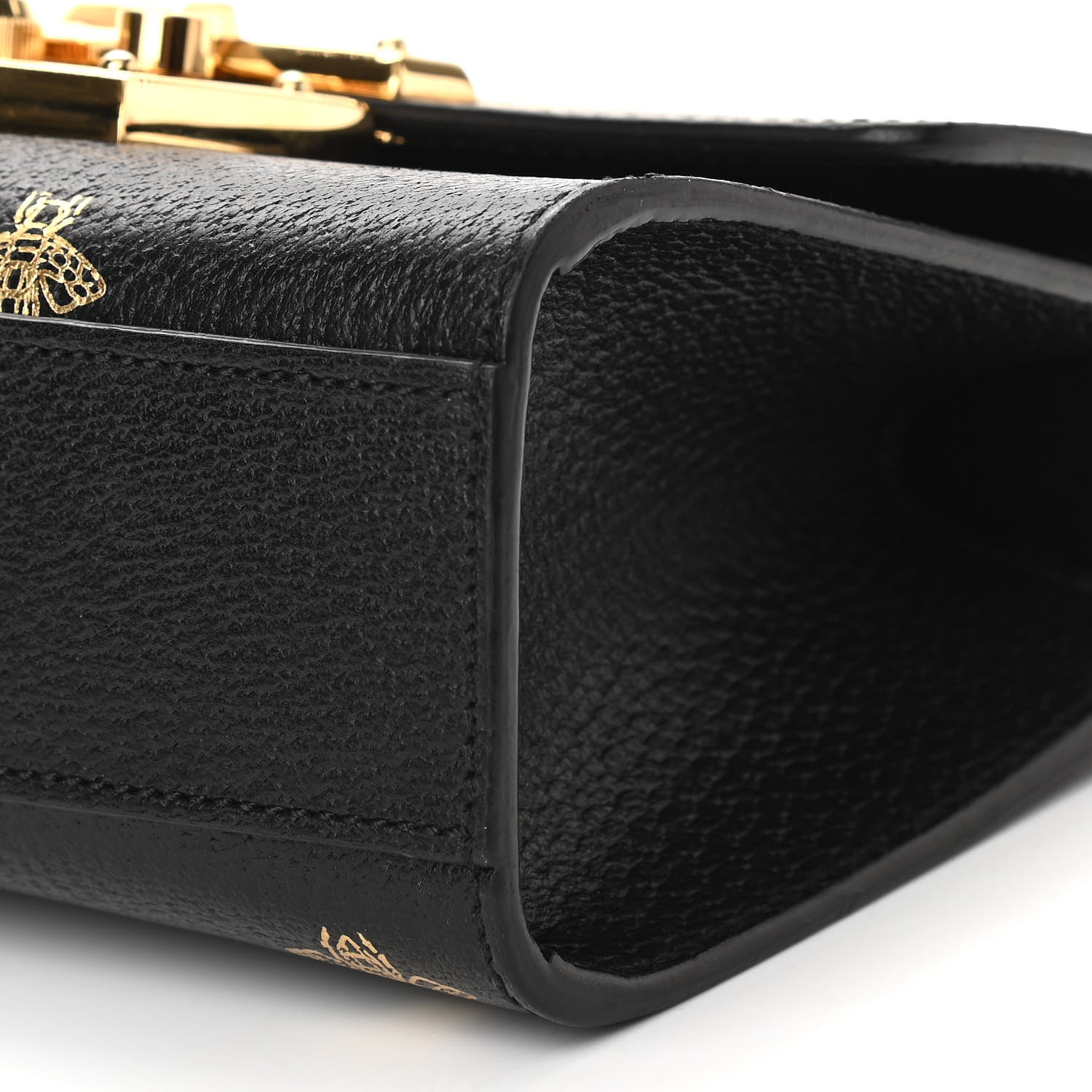 Gucci Grained Calfskin Bee Star Small Padlock Shoulder Bag Black 10 of 11