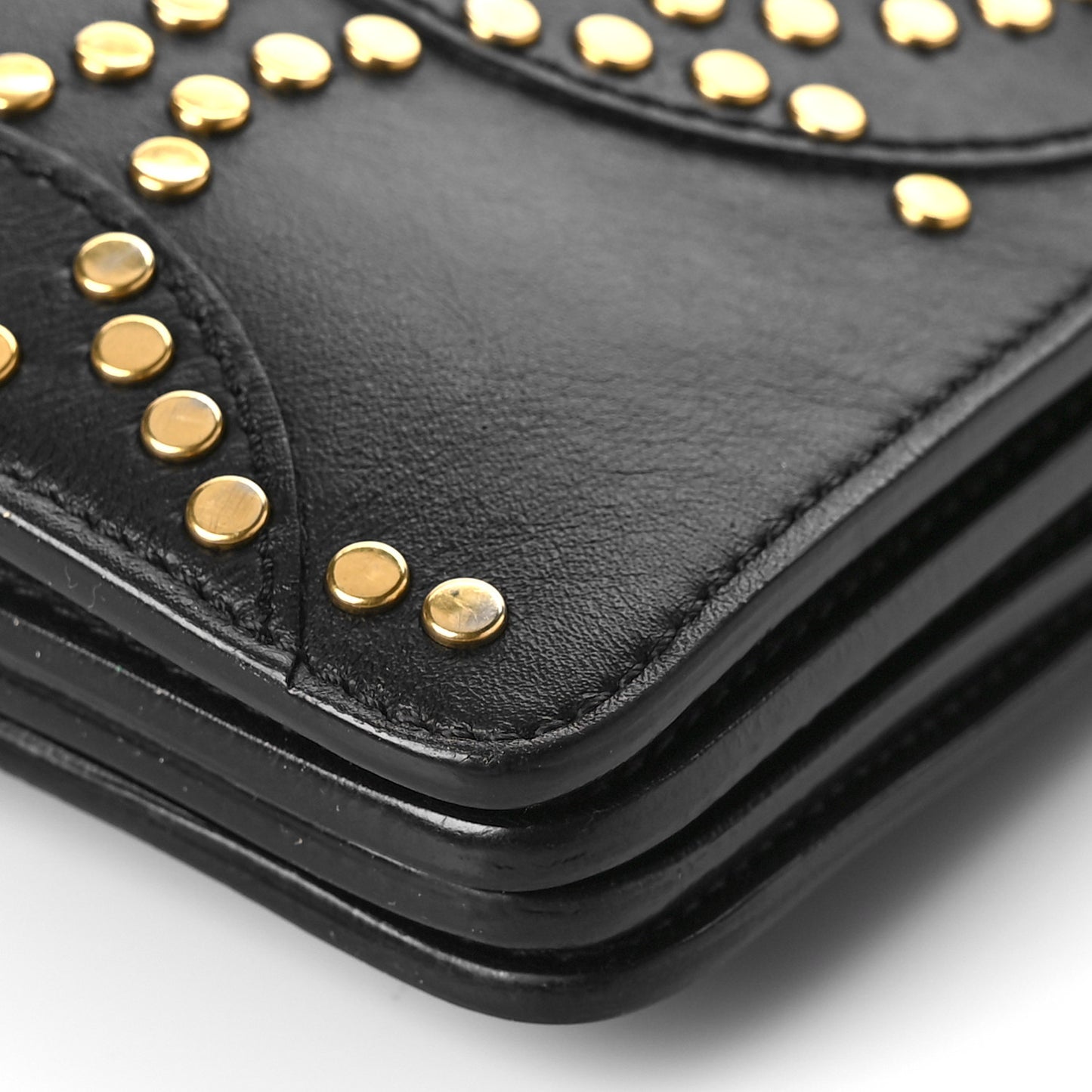 Calfskin Suede Studded Medium Faye Shoulder Bag Black