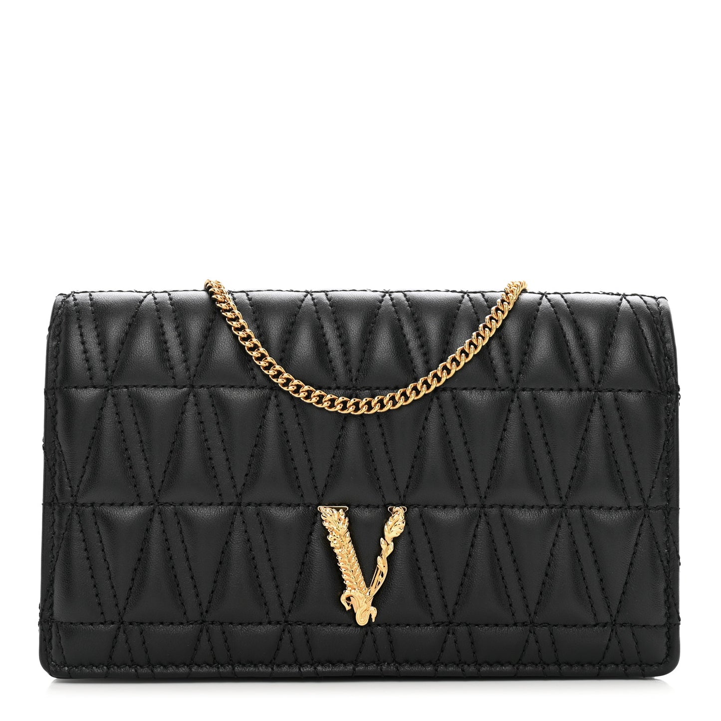 Nappa Quilted Virtus Clutch Bag Black